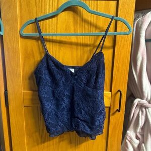Navy Blue Lace Camisole Top